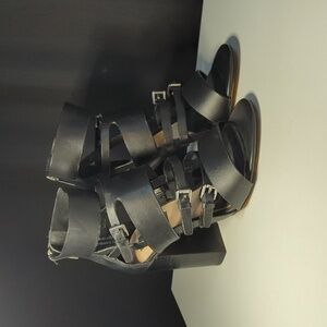 Chunky and strappy high heels